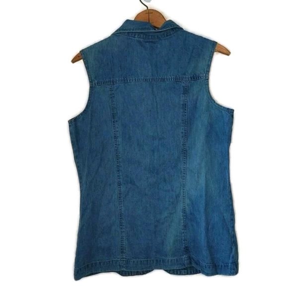 Serengeti Women's Size M 100% Cotton Denim Look Embellished Sleeveless Top - Picture 8 of 9